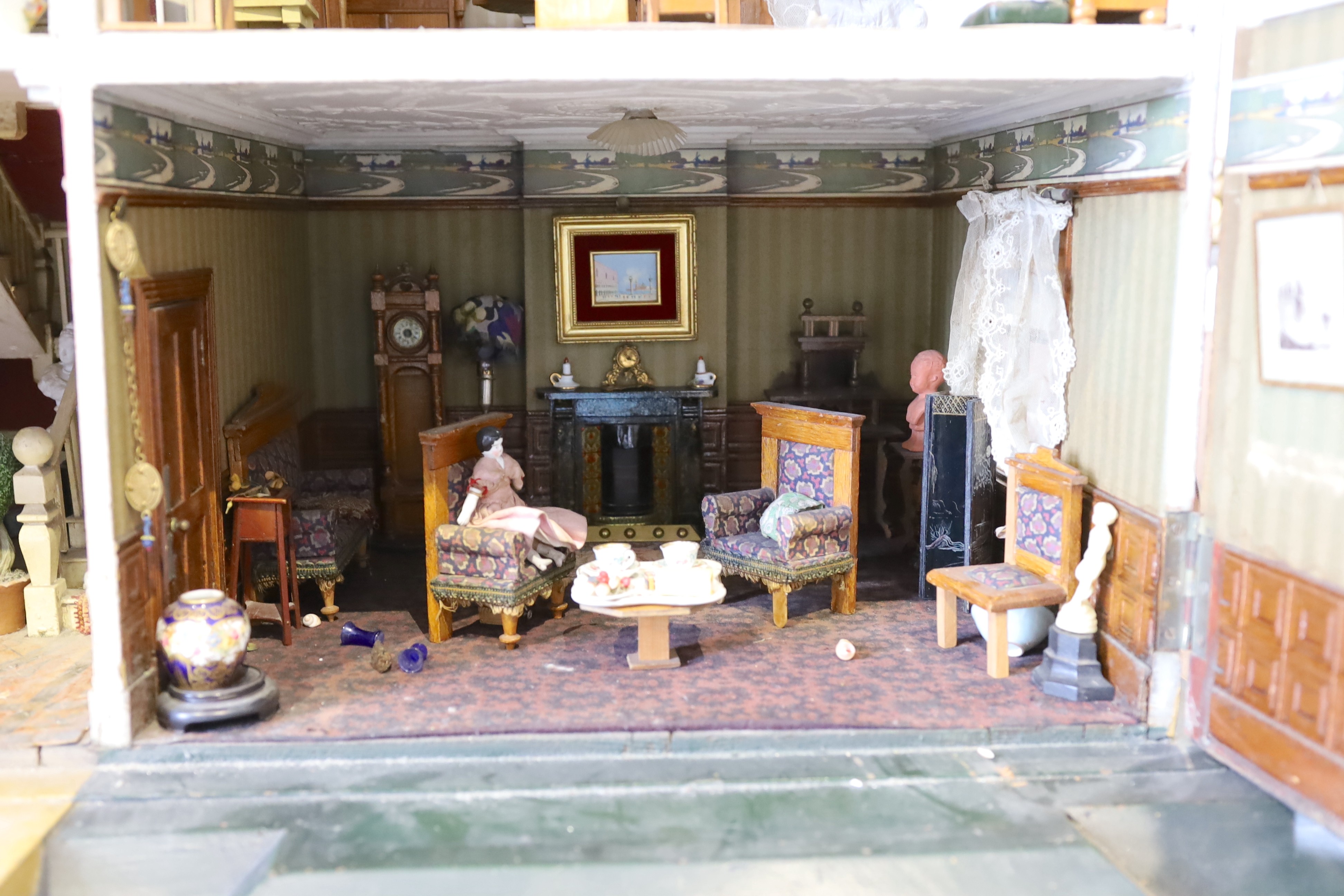 'Ednaville': A fine fully furnished Victorian dolls' house, circa 1880-1900